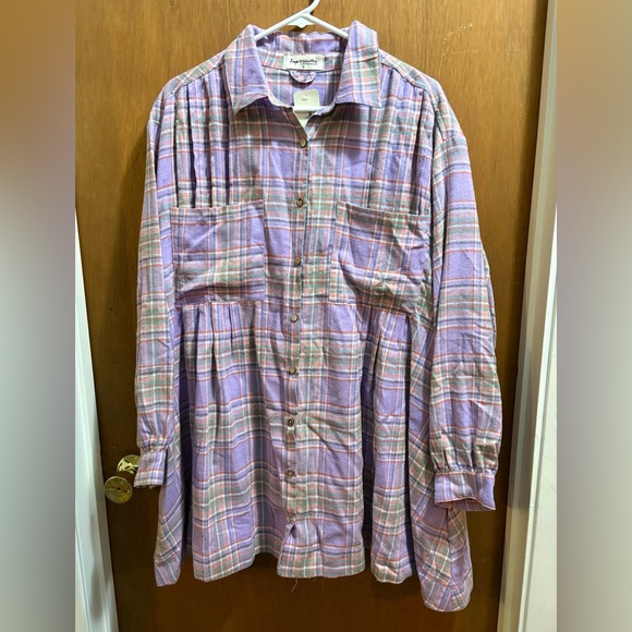 TOFFEE KISSES FLANNEL DRESS IN LAVENDER - Picture 5 of 7